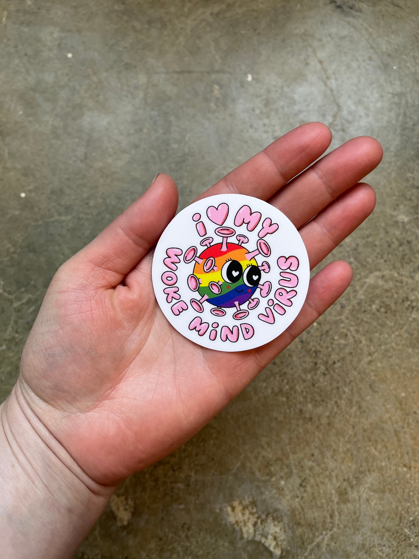 I Love My Woke Mind Virus Sticker