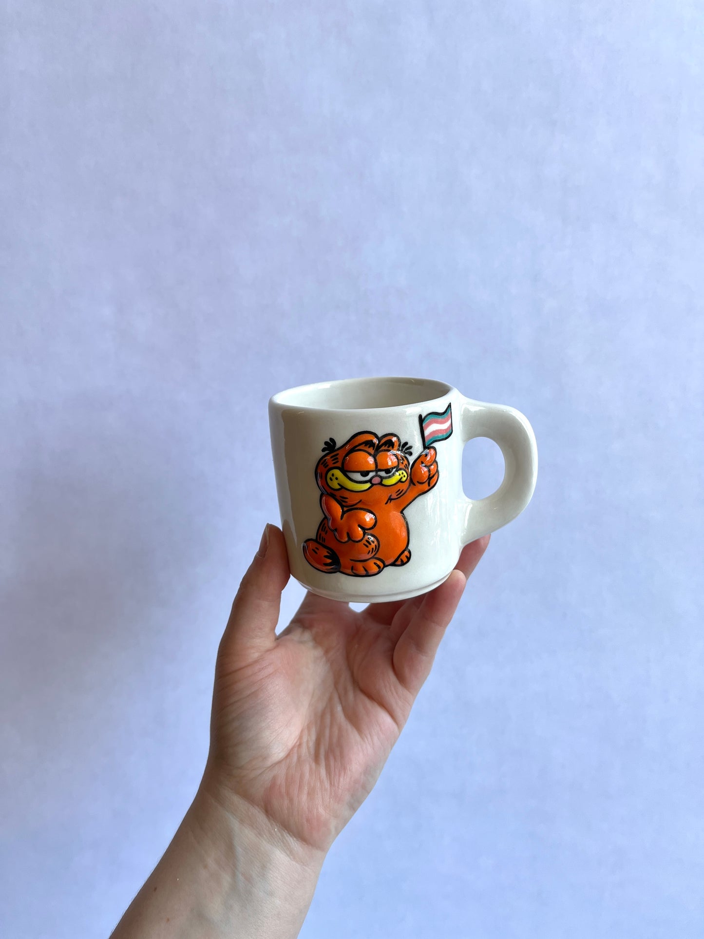 Bootleg Garf mug: Trans Flag