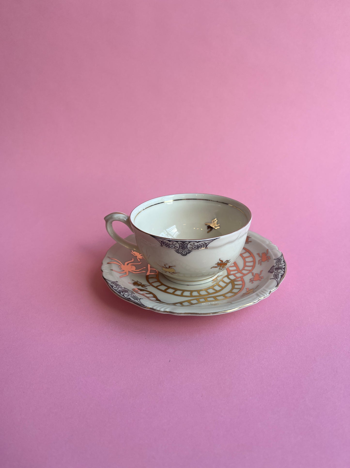 Thrifted Gold: Golden Bugs Teacup And Saucer