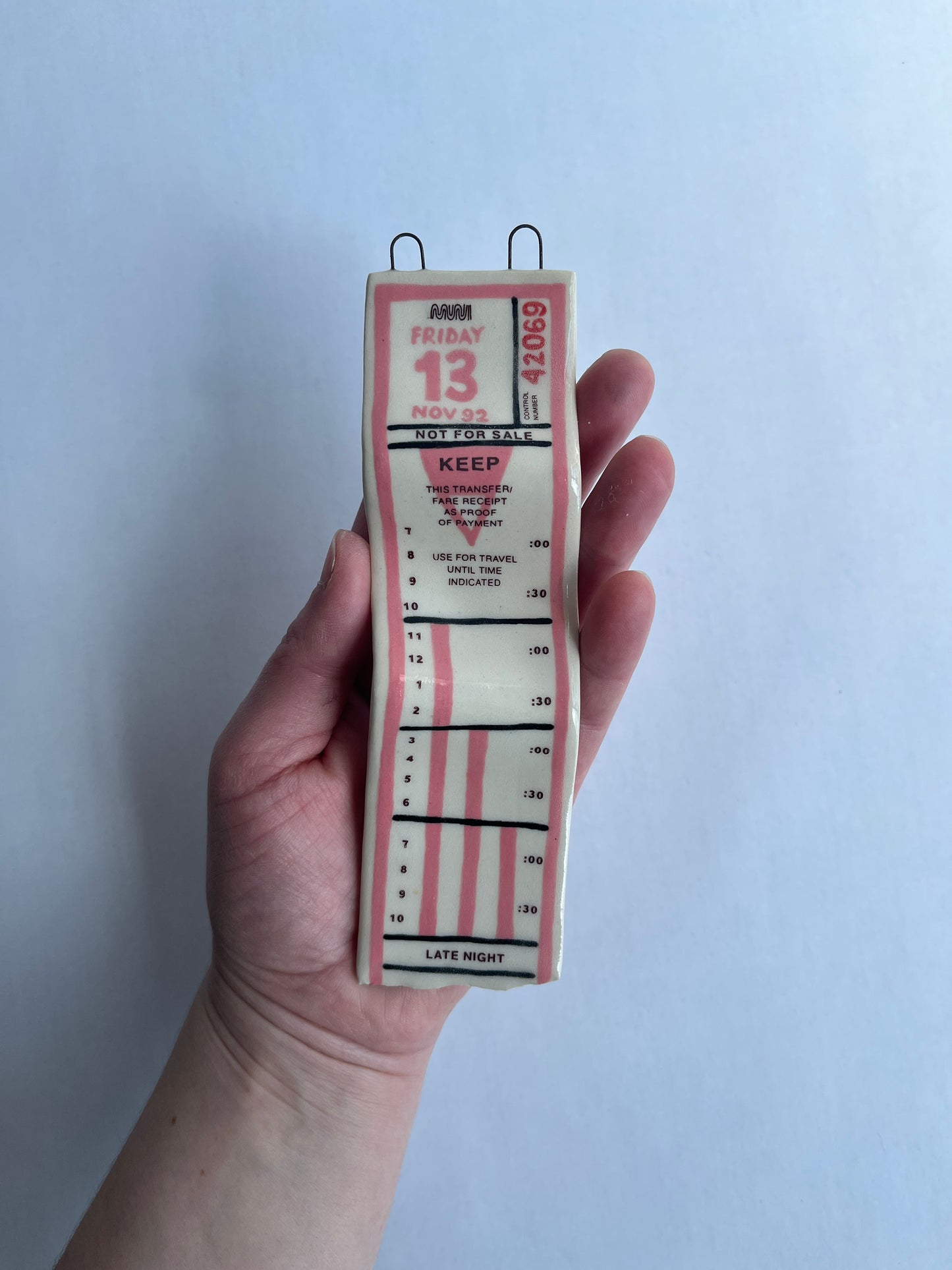 Ceramic Bus Transfer (Wall Hanging, Pink Friday 11/13/92)