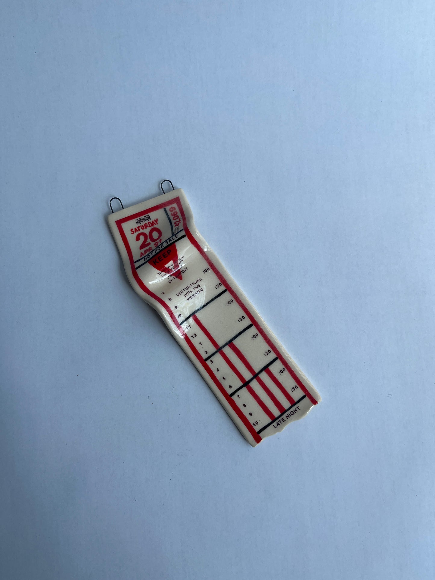 Ceramic Bus Transfer (Wall Hanging, Red Sat 4/20/91)