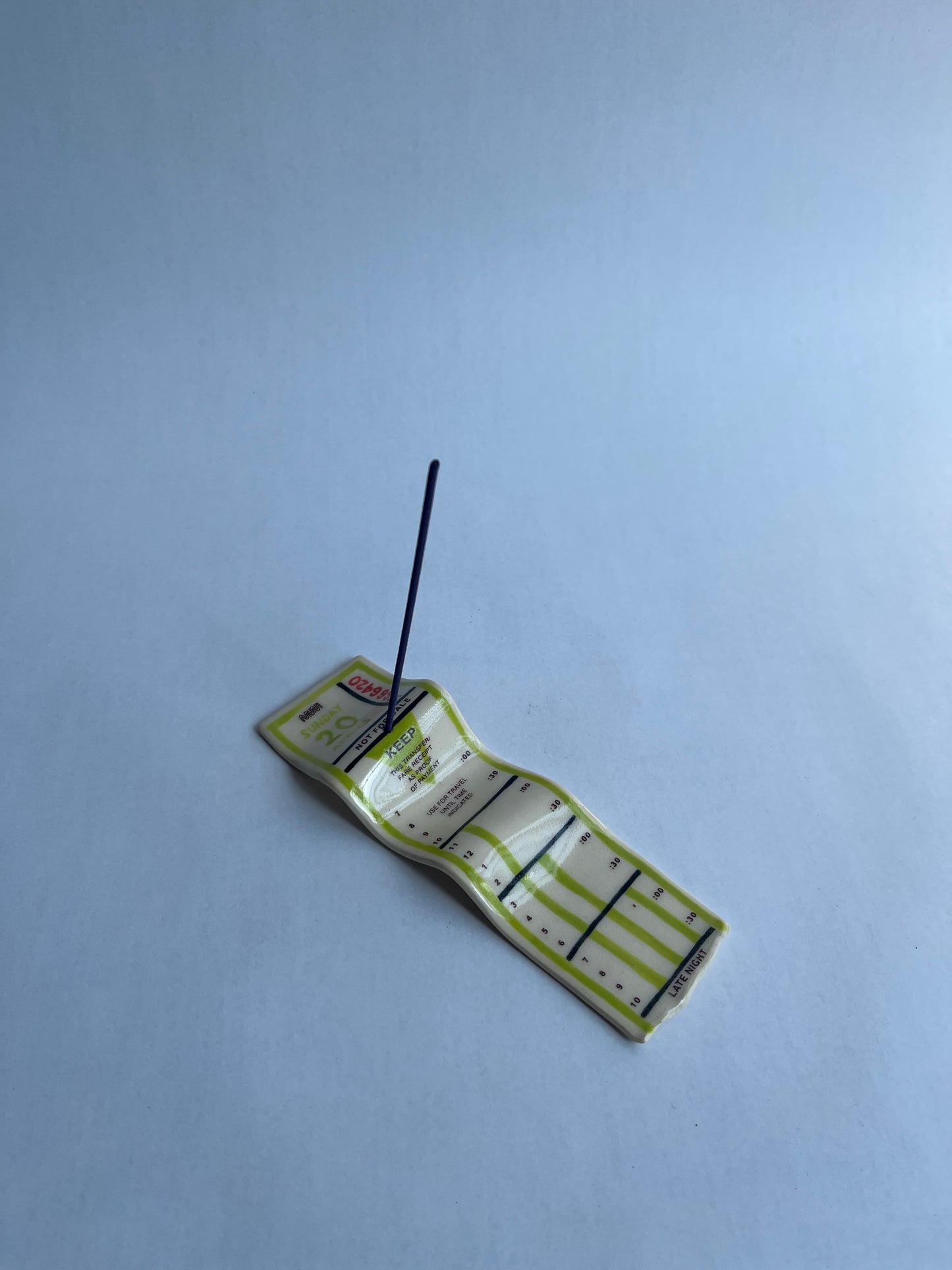 Ceramic Bus Transfer (Incense Holder, Chartreuse Sun 4/20/03)