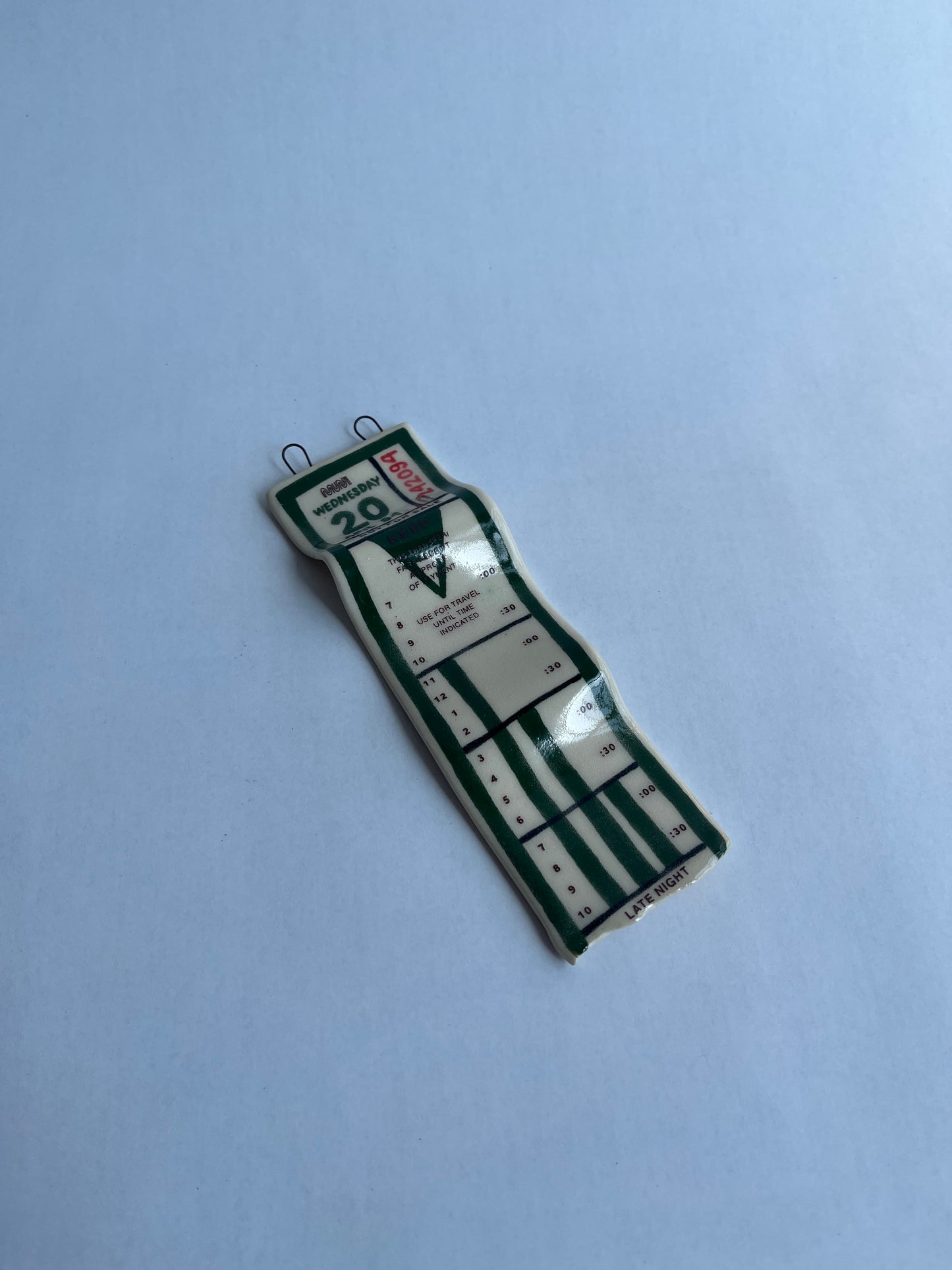 Ceramic Bus Transfer (Wall Hanging, Dark Green Wed 4/20/94)