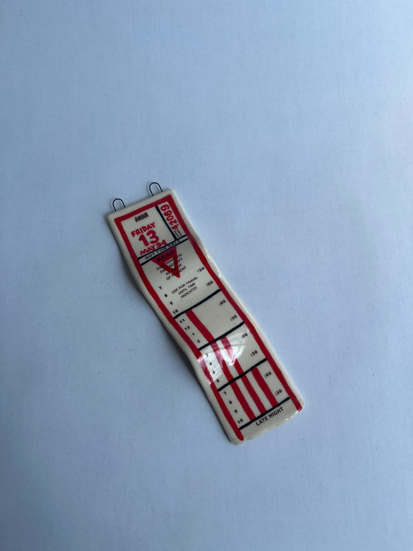Ceramic Bus Transfer (Wall Hanging, Red Friday 5/13/94)