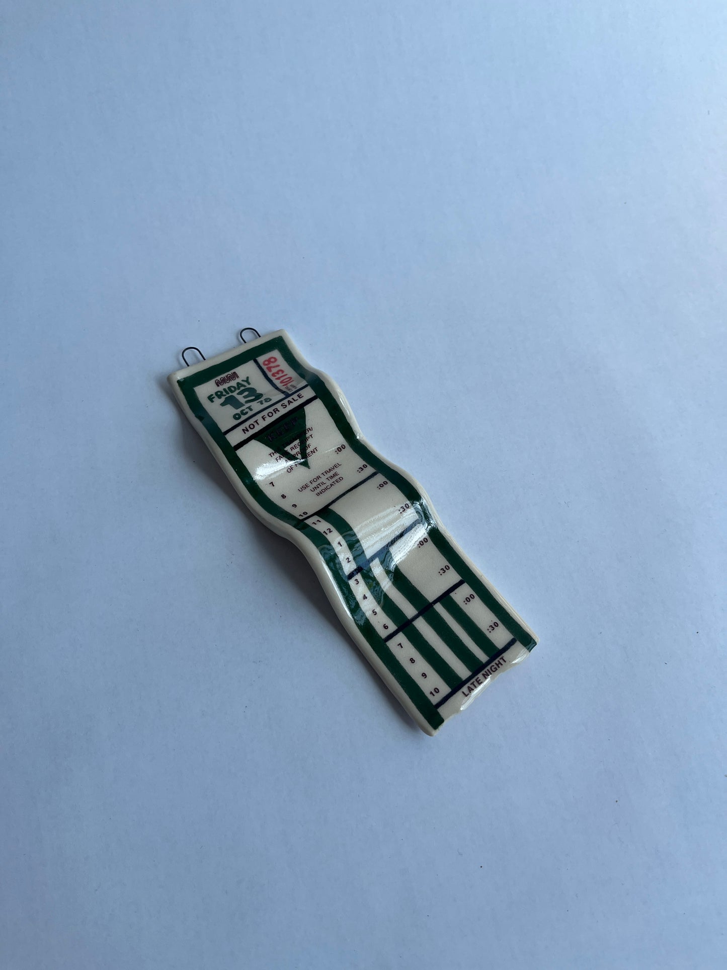 Ceramic Bus Transfer (Wall Hanging, Dark Green Fri 10/13/78)