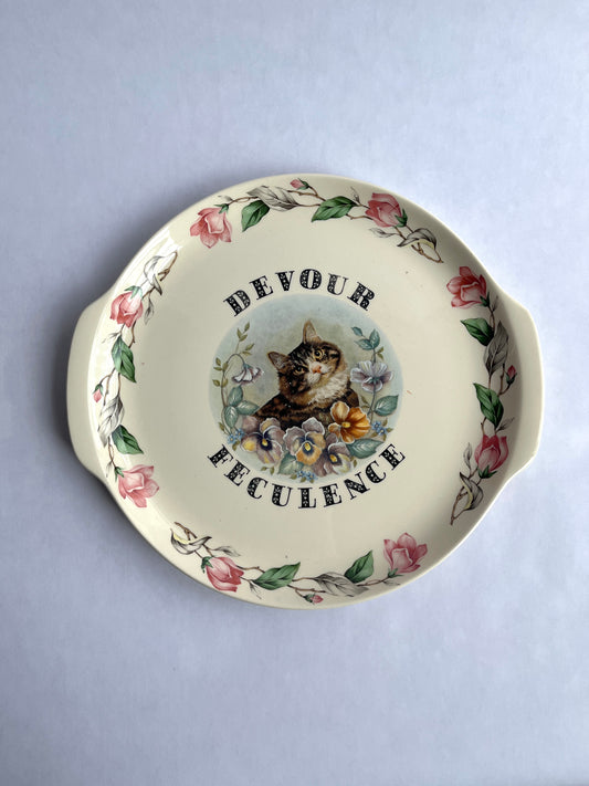 Thrifted Gold: "Devour Feculence" Cat Tray