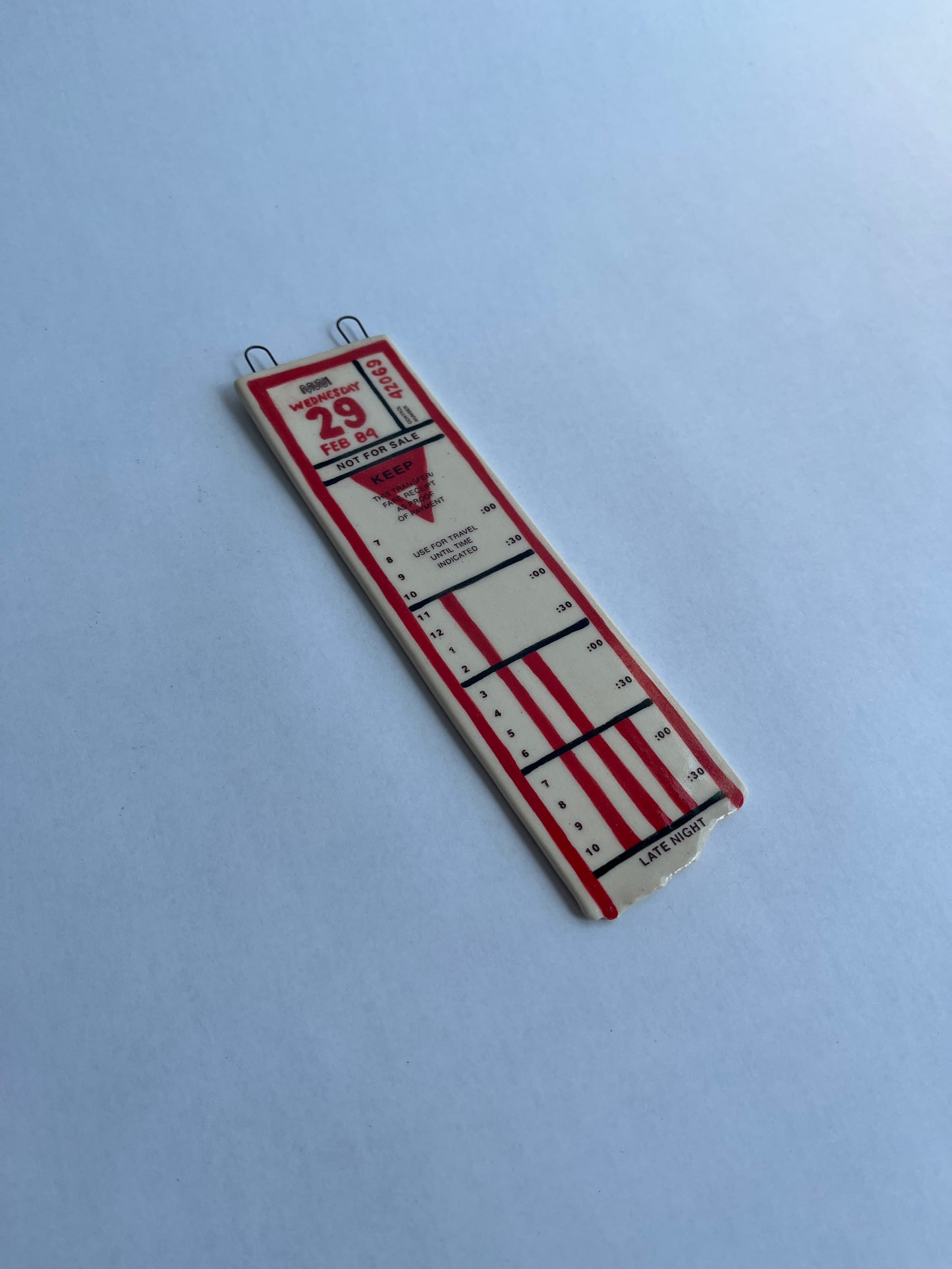 Ceramic Bus Transfer (Wall Hanging, Red Wed 2/29/84 FLAT)