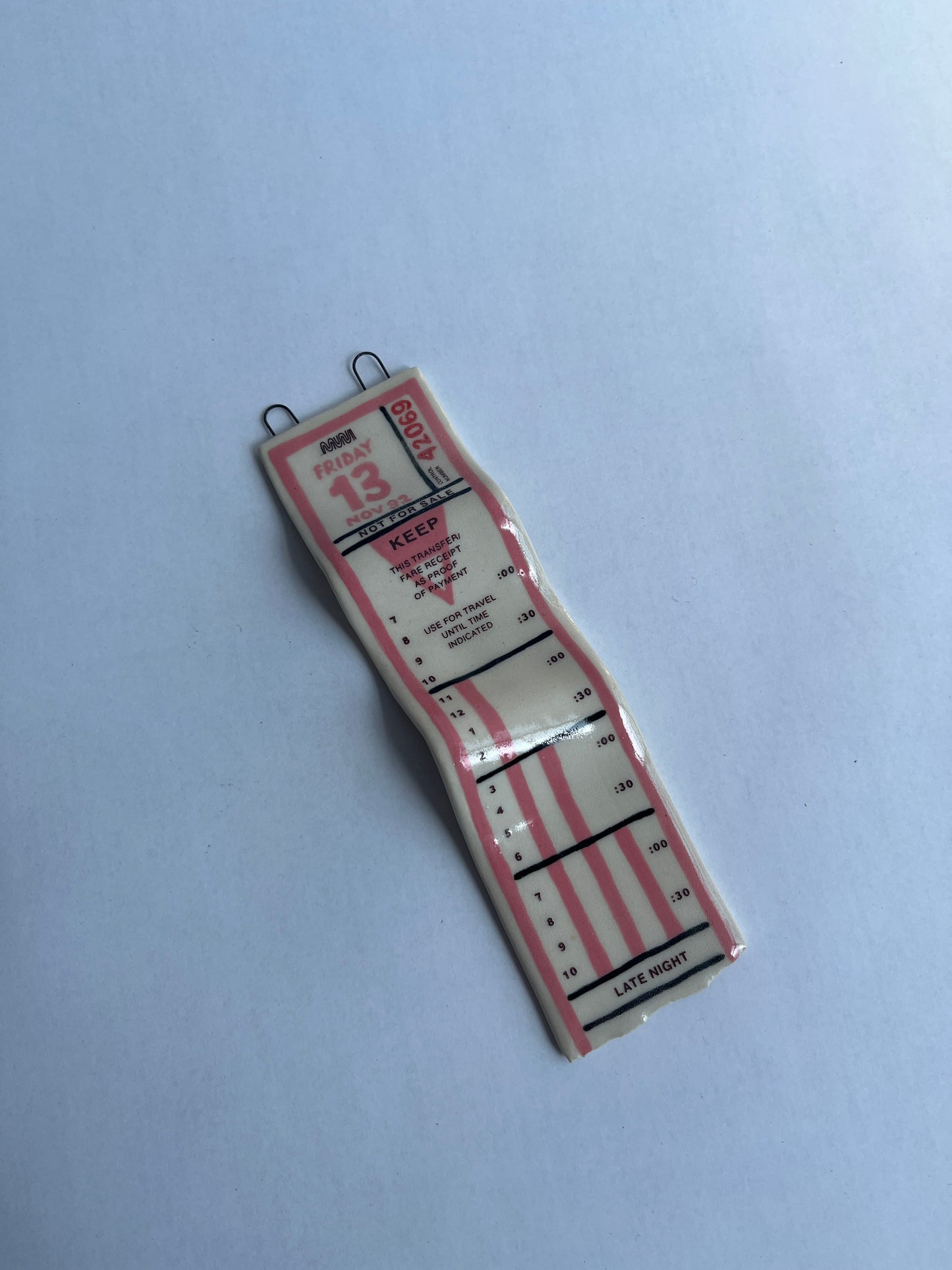 Ceramic Bus Transfer (Wall Hanging, Pink Friday 11/13/92)