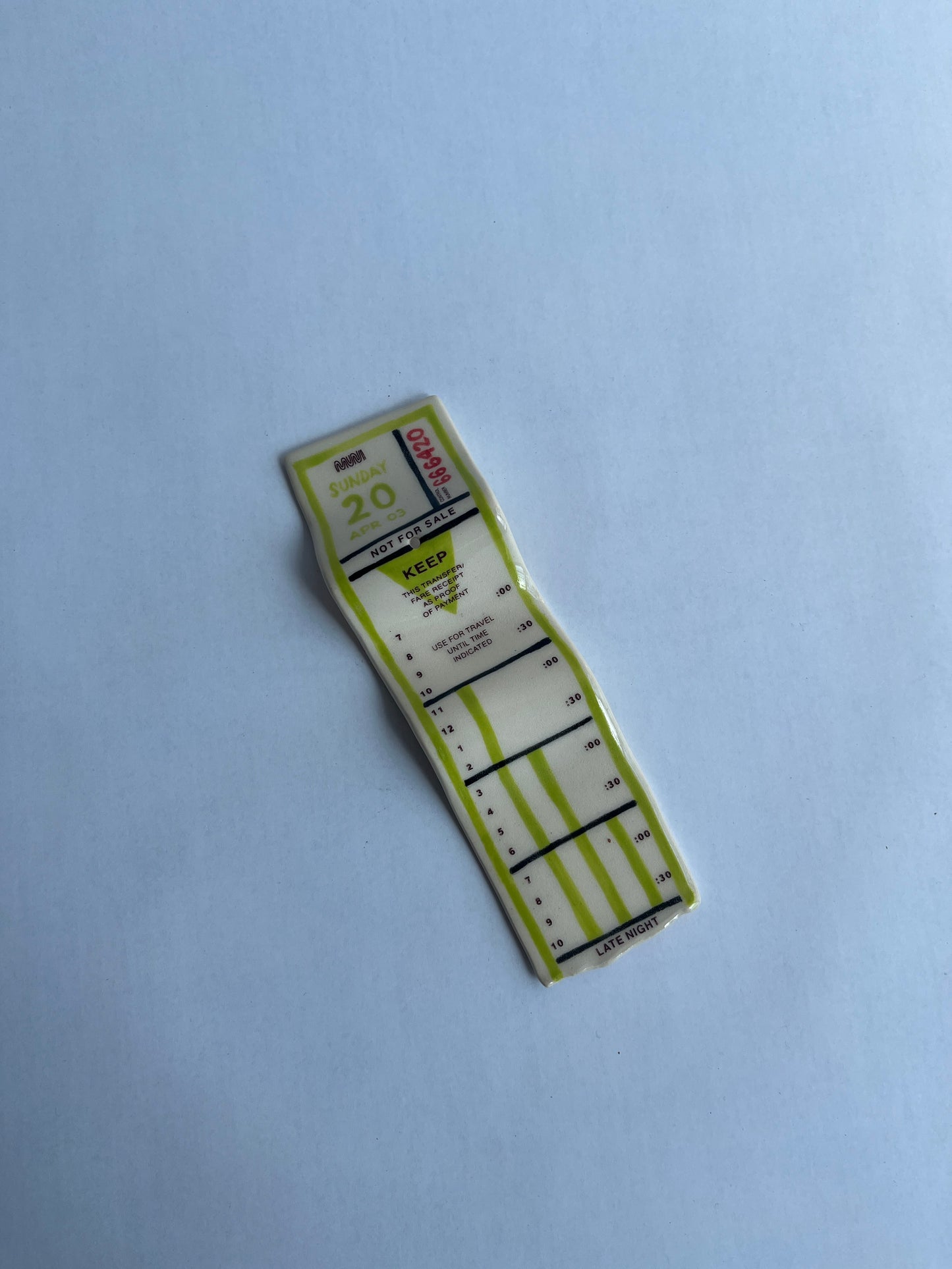 Ceramic Bus Transfer (Incense Holder, Chartreuse Sun 4/20/03)