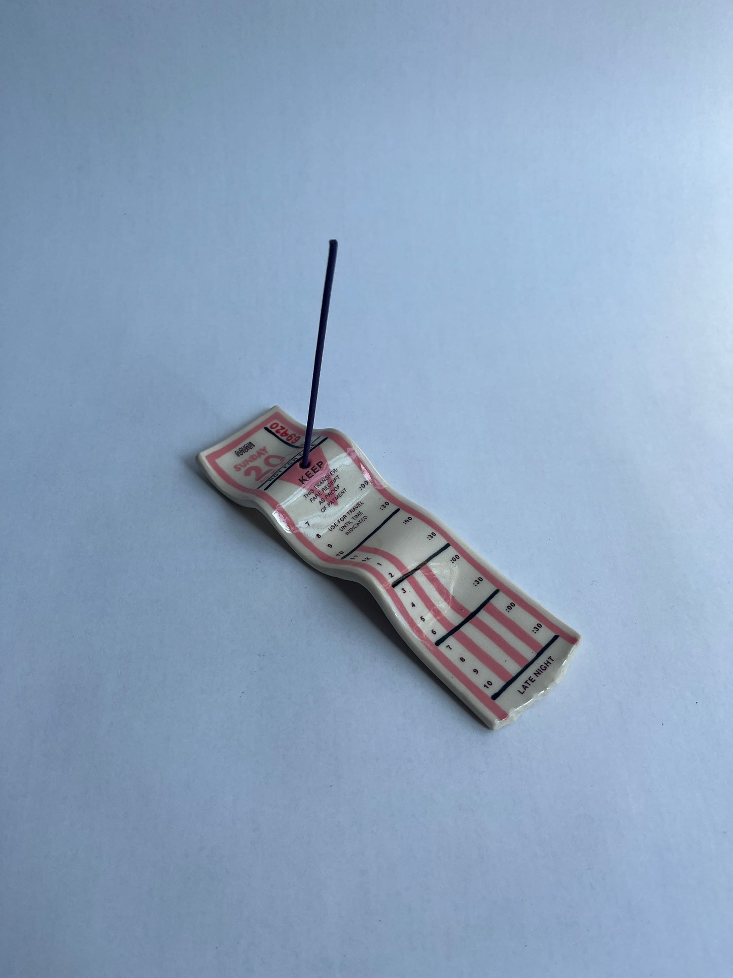 Ceramic Bus Transfer (Incense Holder, Pink Sat 4/20/86)