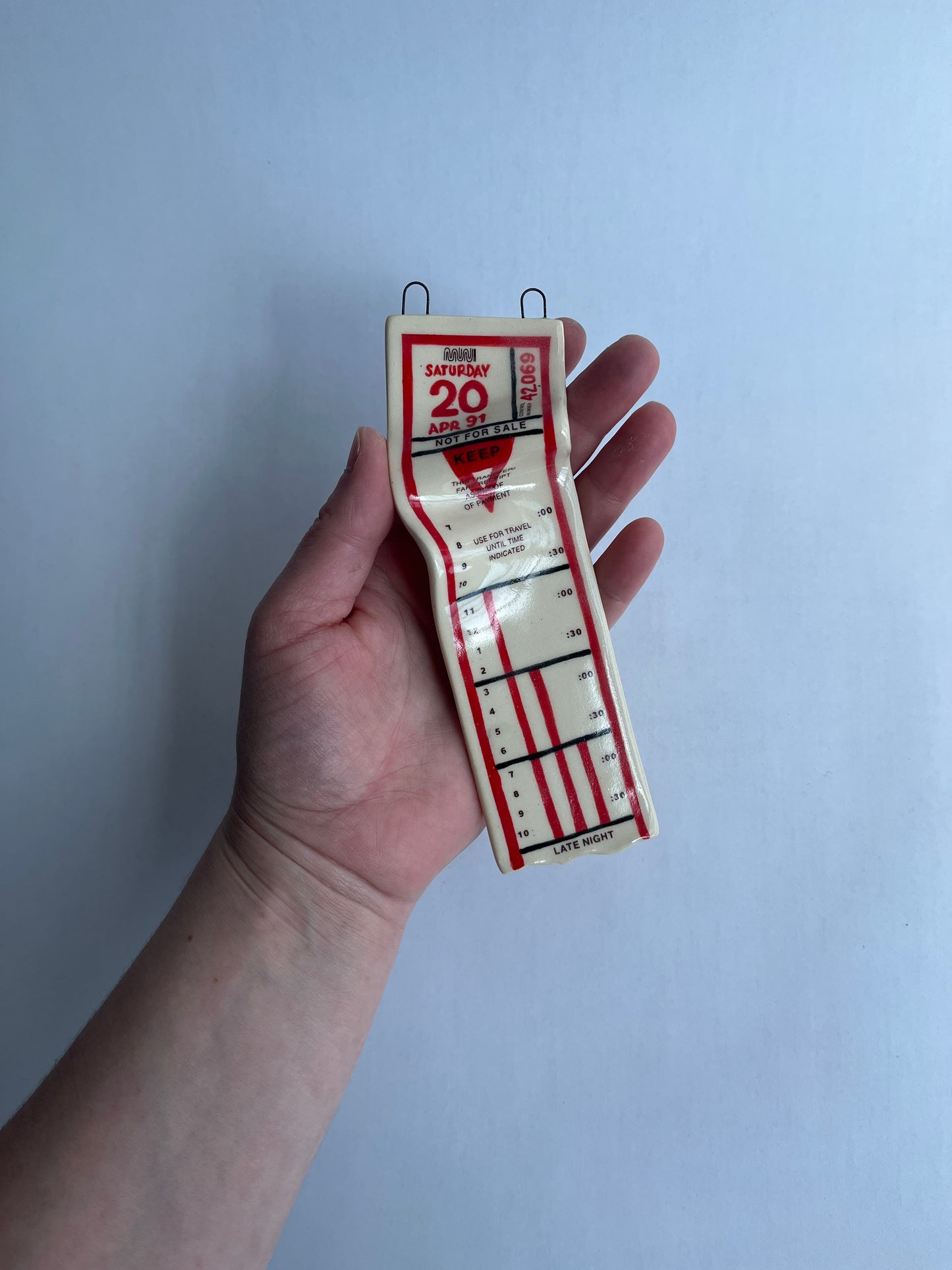 Ceramic Bus Transfer (Wall Hanging, Red Sat 4/20/91)