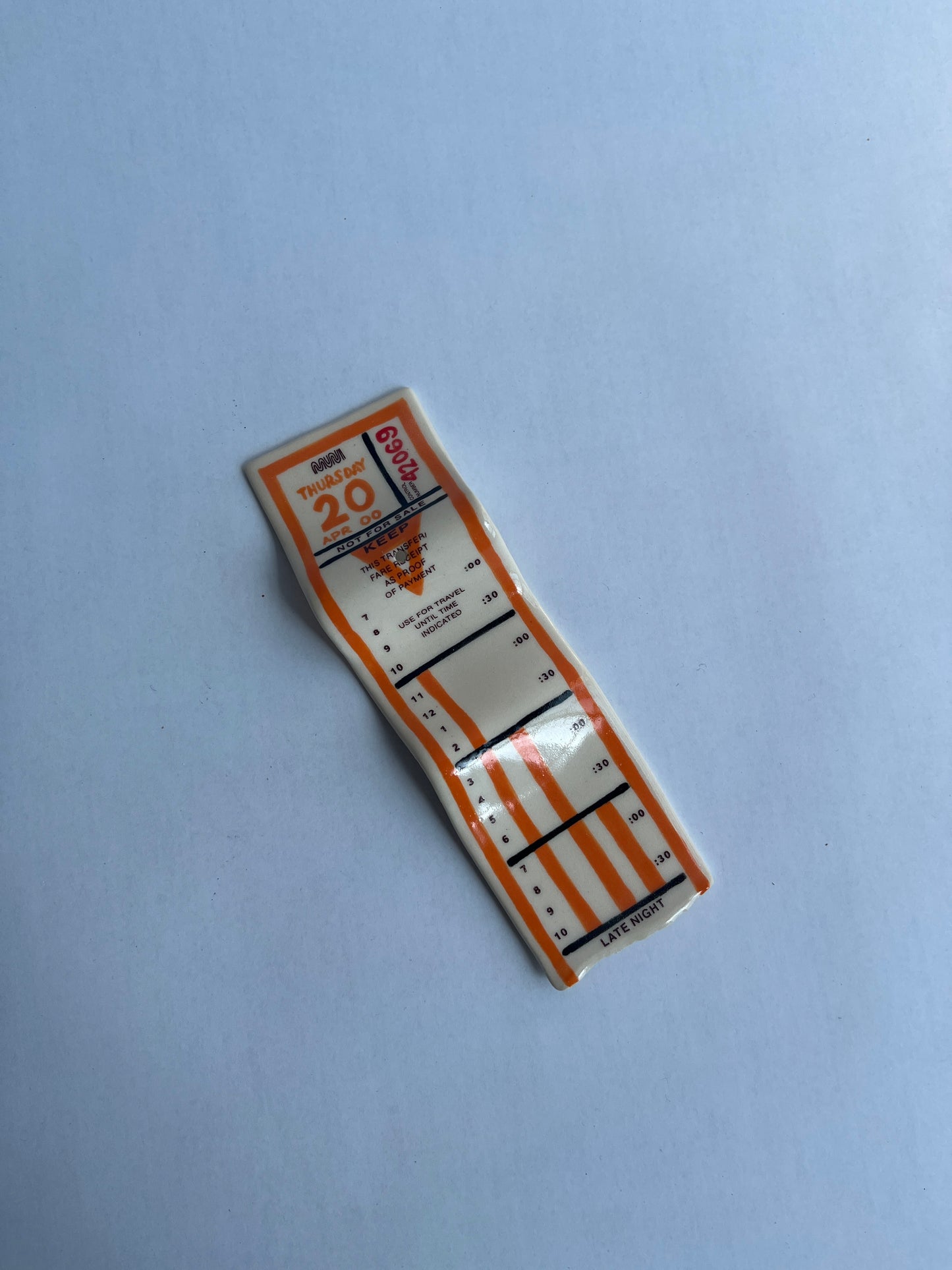Ceramic Bus Transfer (Incense Holder, Orange Thurs 4/20/00)