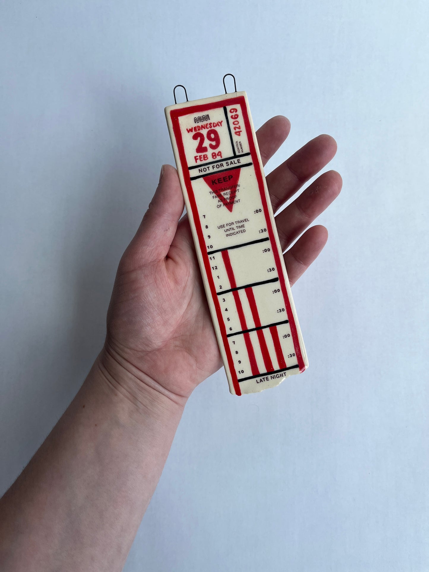 Ceramic Bus Transfer (Wall Hanging, Red Wed 2/29/84 FLAT)