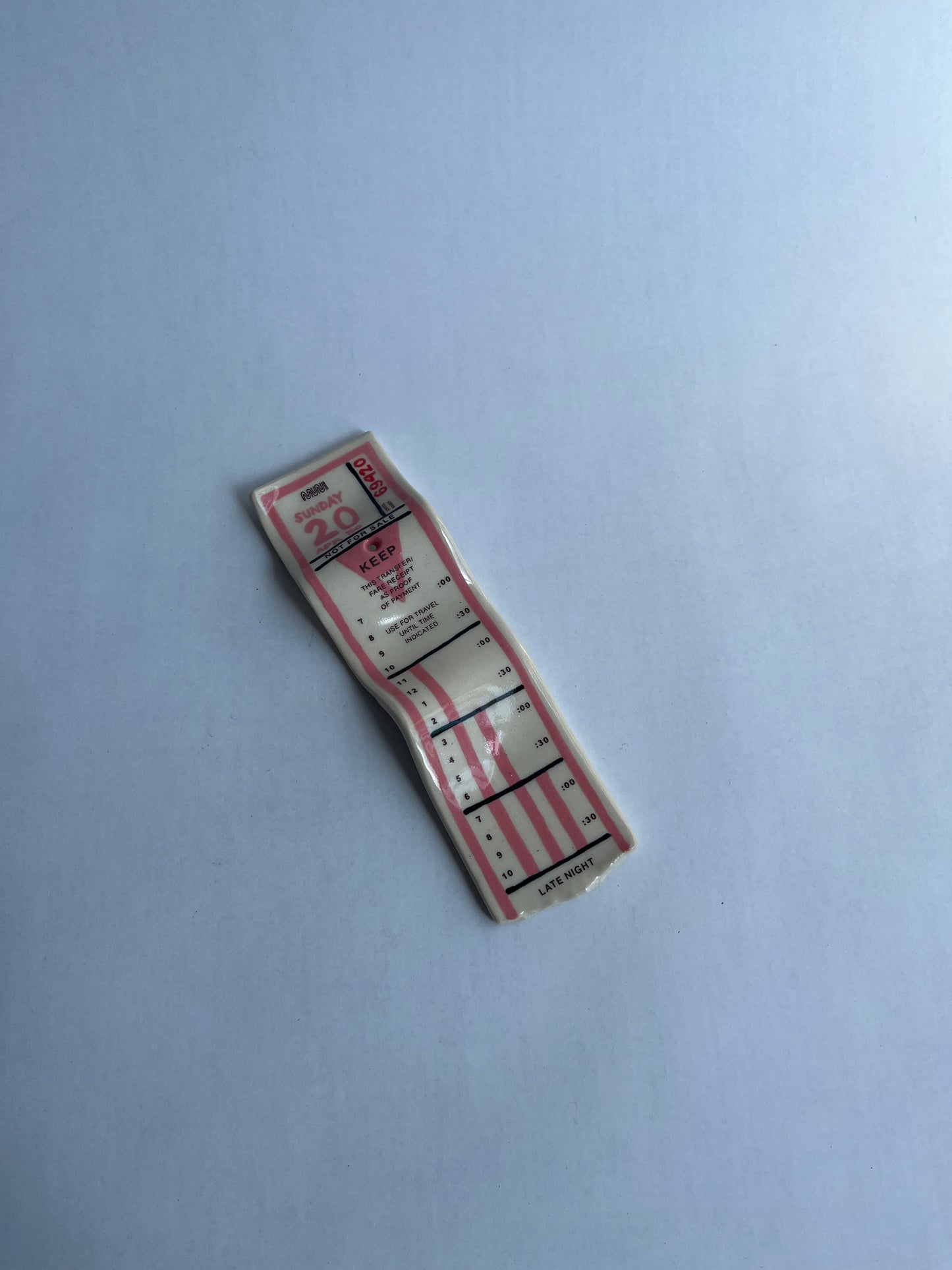Ceramic Bus Transfer (Incense Holder, Pink Sat 4/20/86)