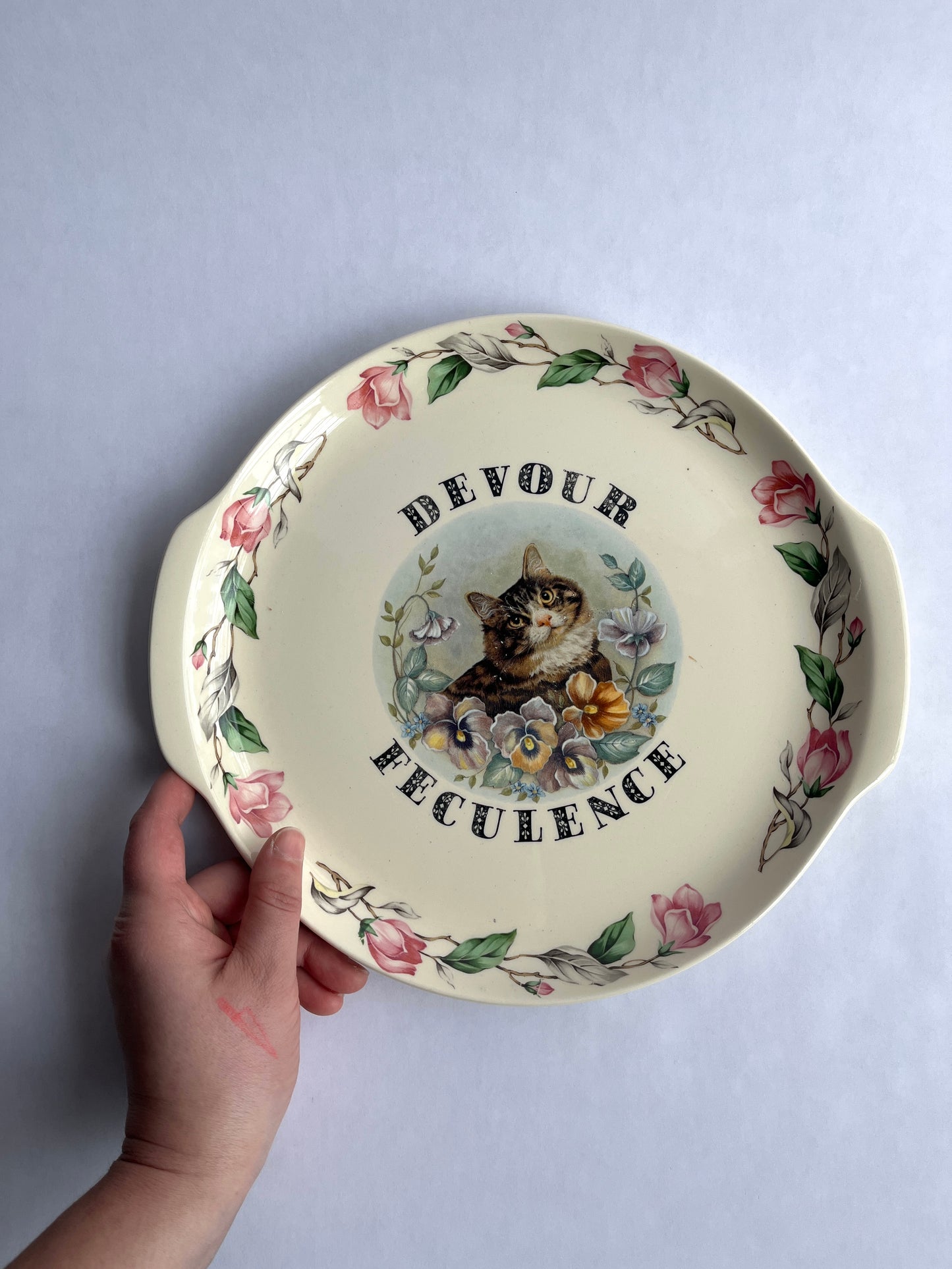 Thrifted Gold: "Devour Feculence" Cat Tray