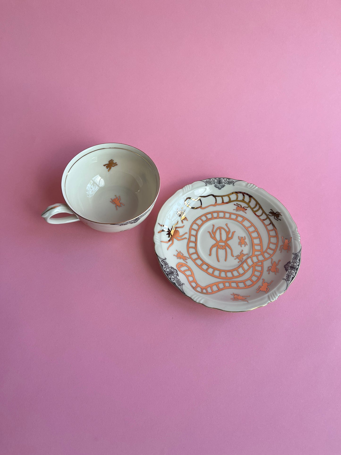 Thrifted Gold: Golden Bugs Teacup And Saucer