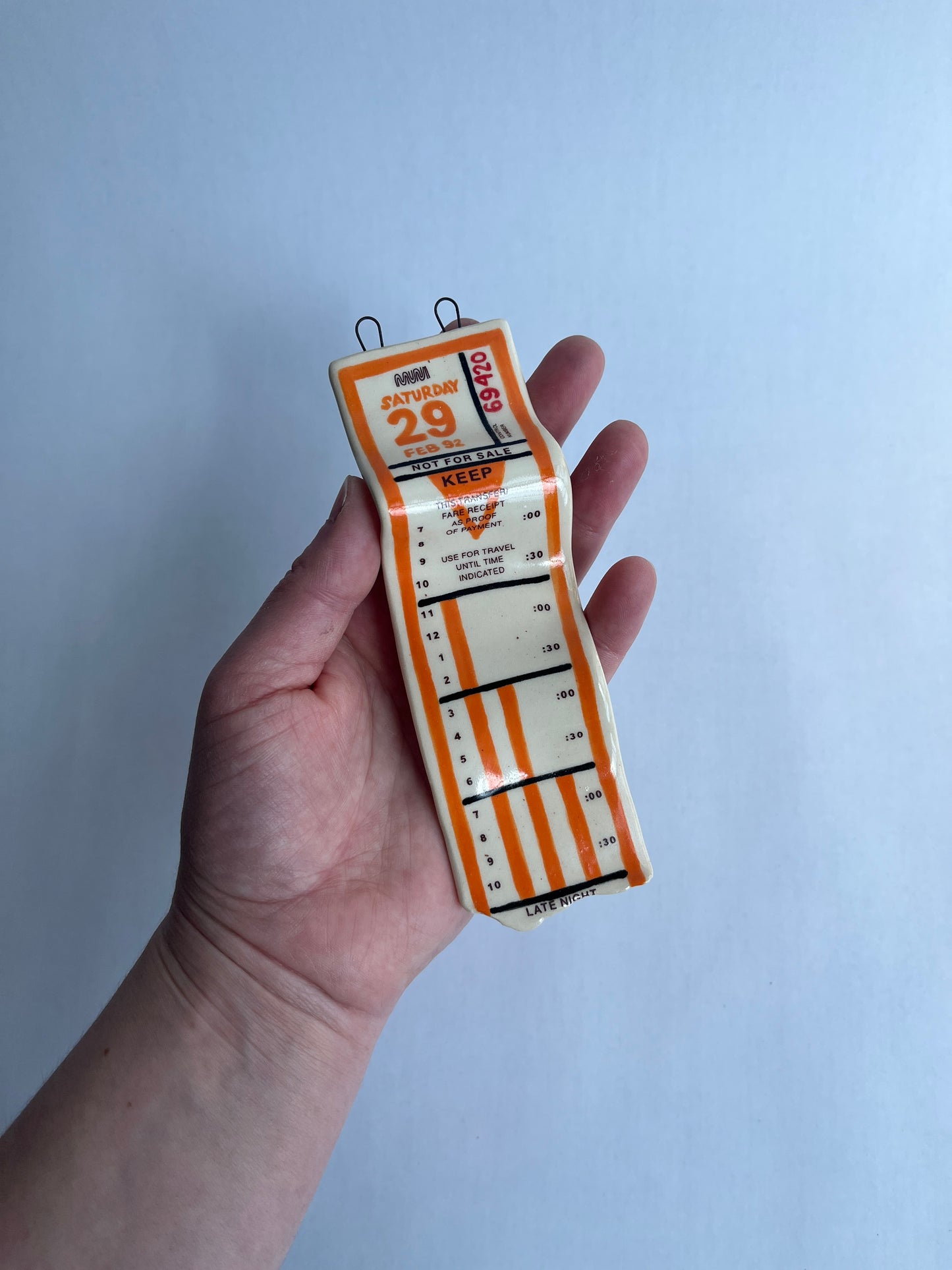 Ceramic Bus Transfer (Wall Hanging, Orange Sat 2/29/92)