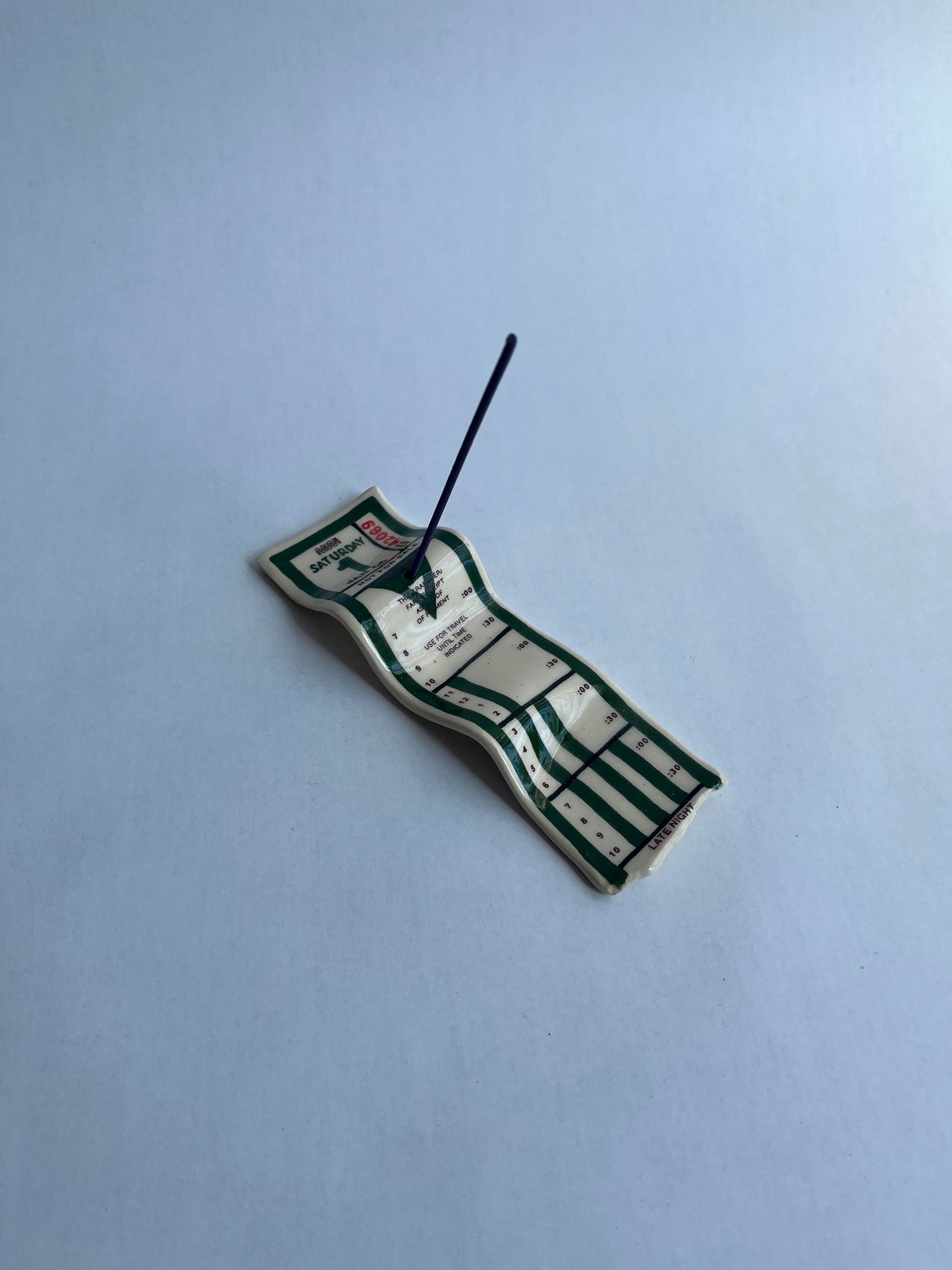Ceramic Bus Transfer (Incense Holder, Dark Green Sat 1/1/00)