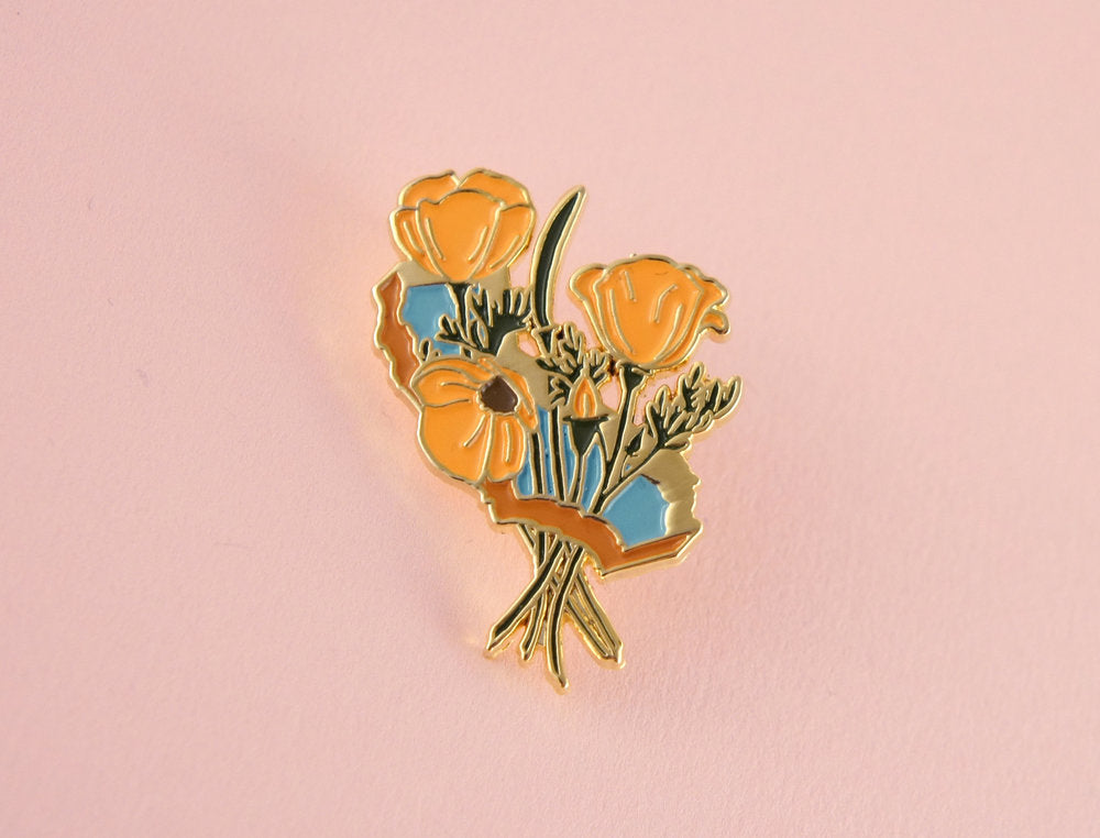 Golden Poppies Enamel Pin