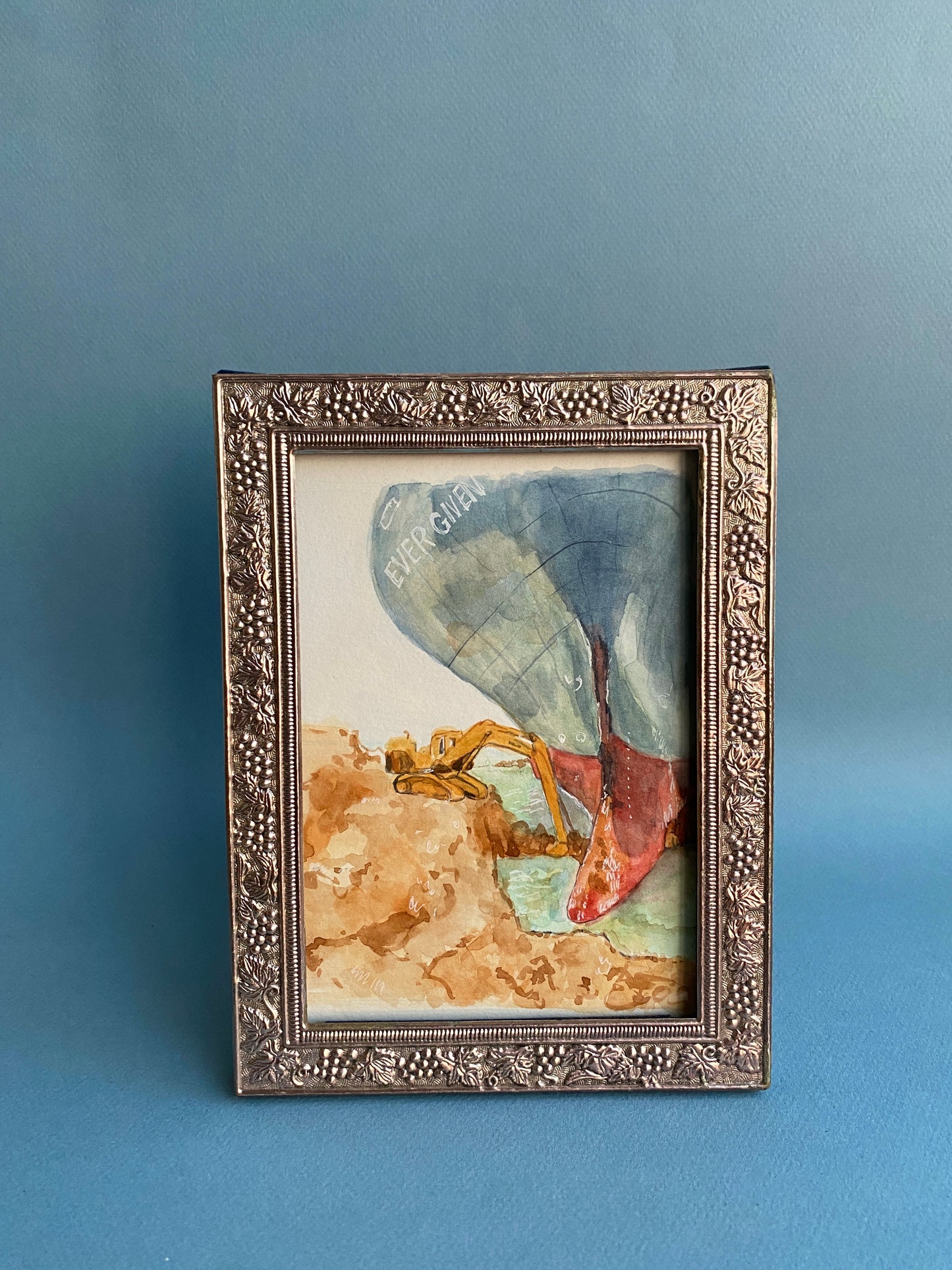 IRL NFT: Big Boat Stuck original watercolor