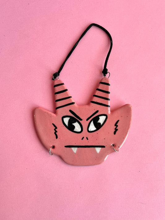 Halloween Update: Large Devil Wall Hanging (Pink Fangs and Earrings)