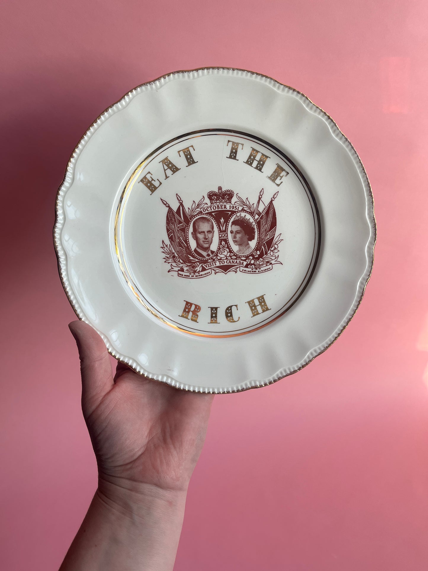 Thrifted Gold: Eat the Rich commemorative plate