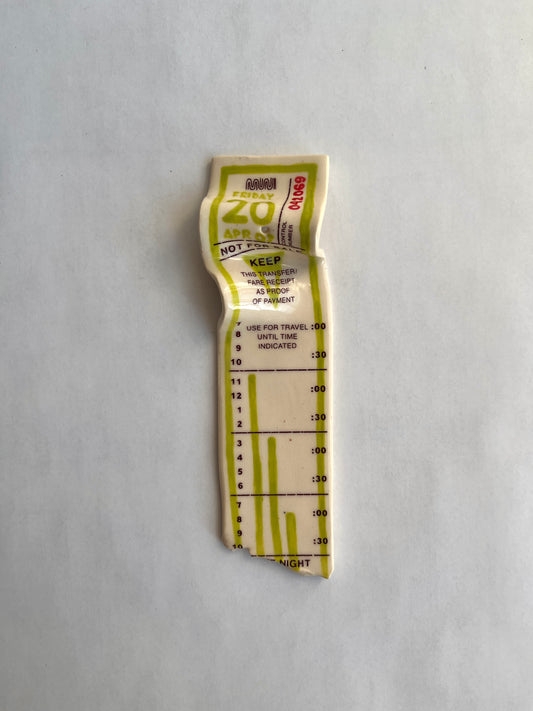 Muni Ticket Incense Holder (Chartreuse 4/20/07)