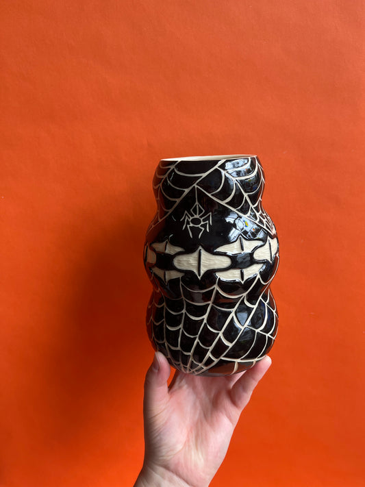 Halloween Update: Carved Spiderweb and Chain Vase