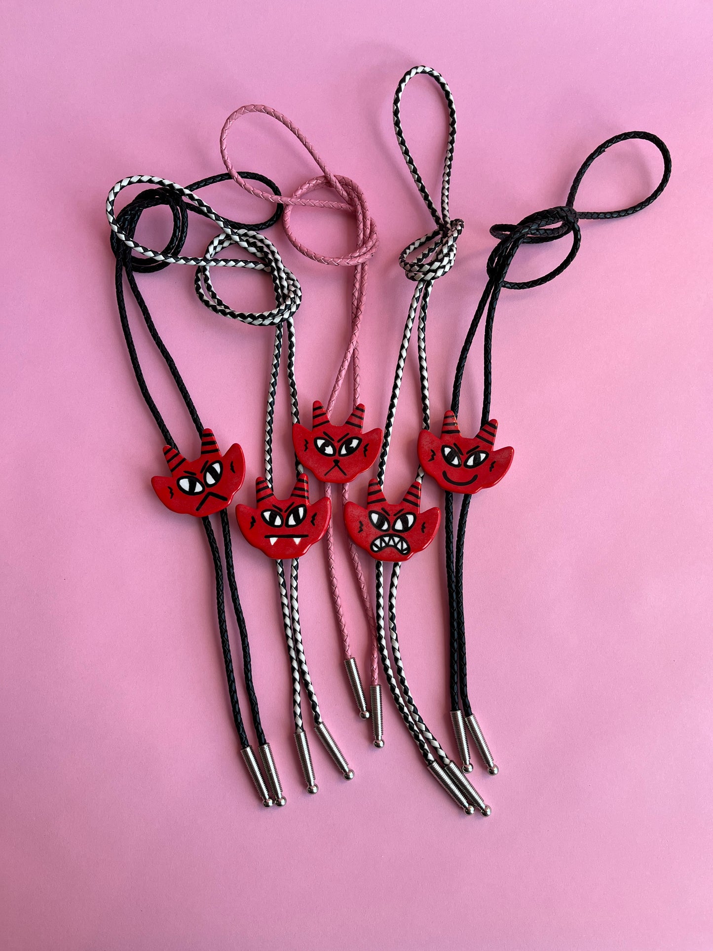 Halloween Update: Red Devil Bolo (Kitty Face, Pink Cord)