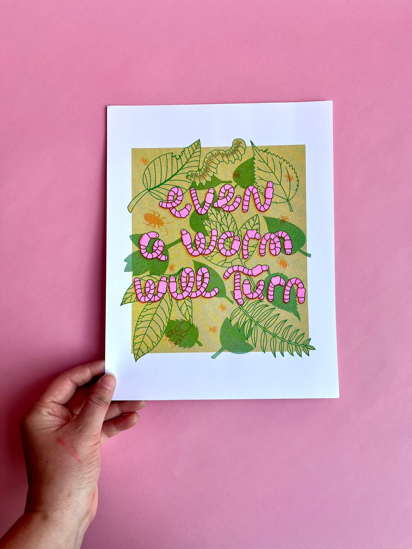 Even A Worm Will Turn Risograph Print