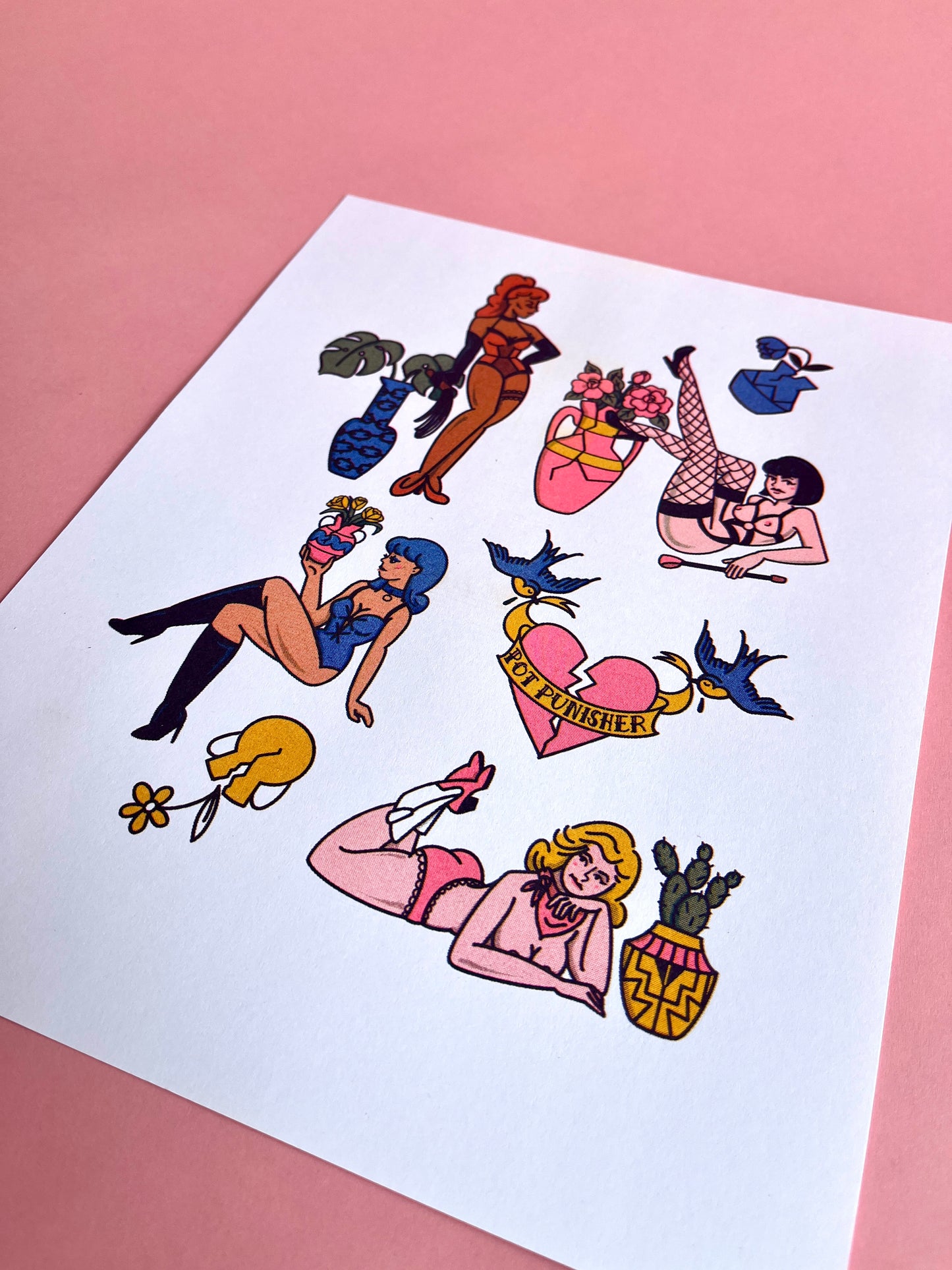 Pot Punisher Pinups Risograph Print