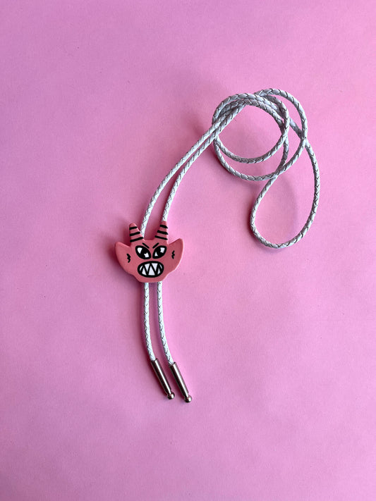 Halloween Update: Pink Devil Bolo (Teeth, White Cord)