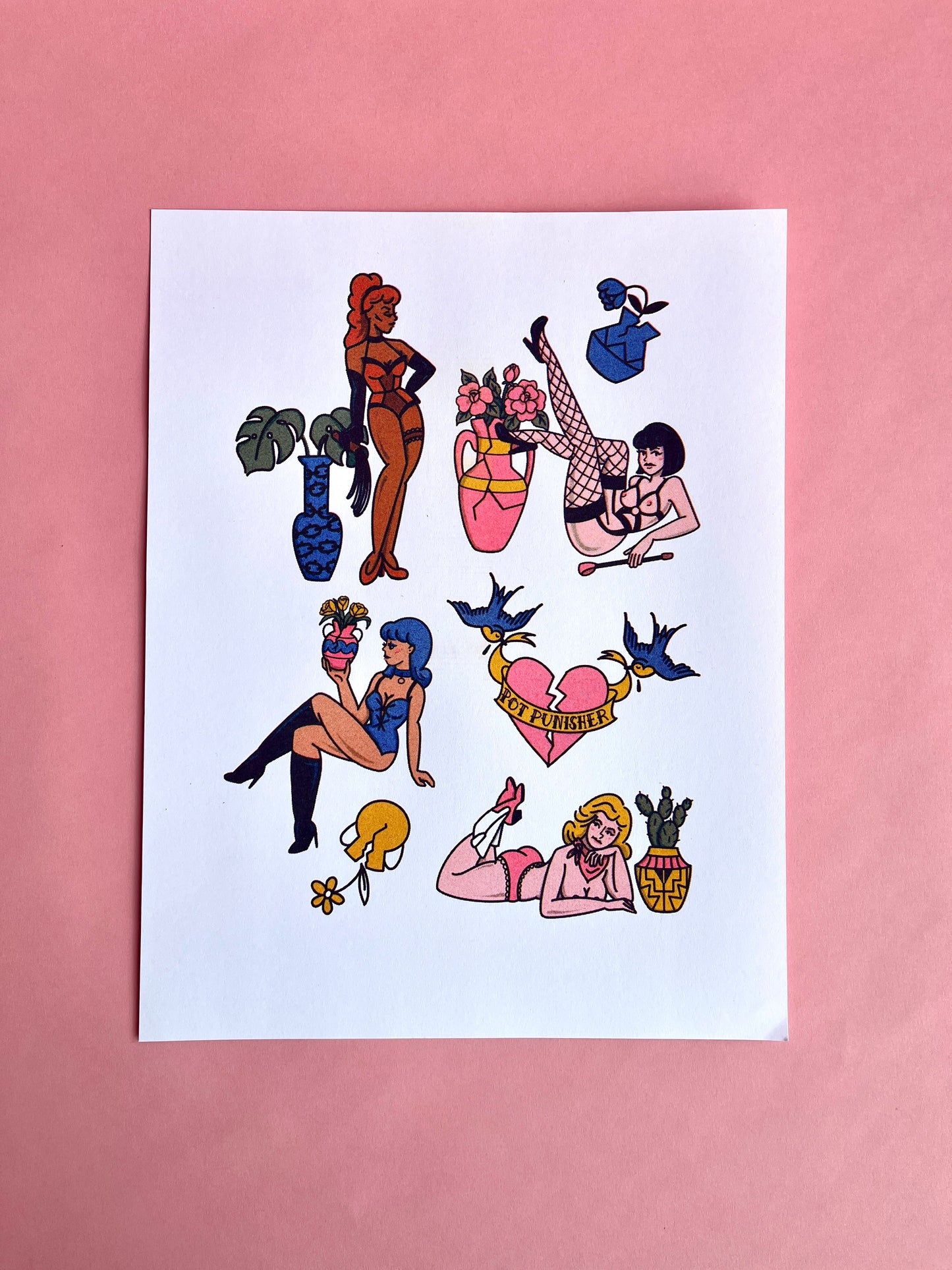 Pot Punisher Pinups Risograph Print