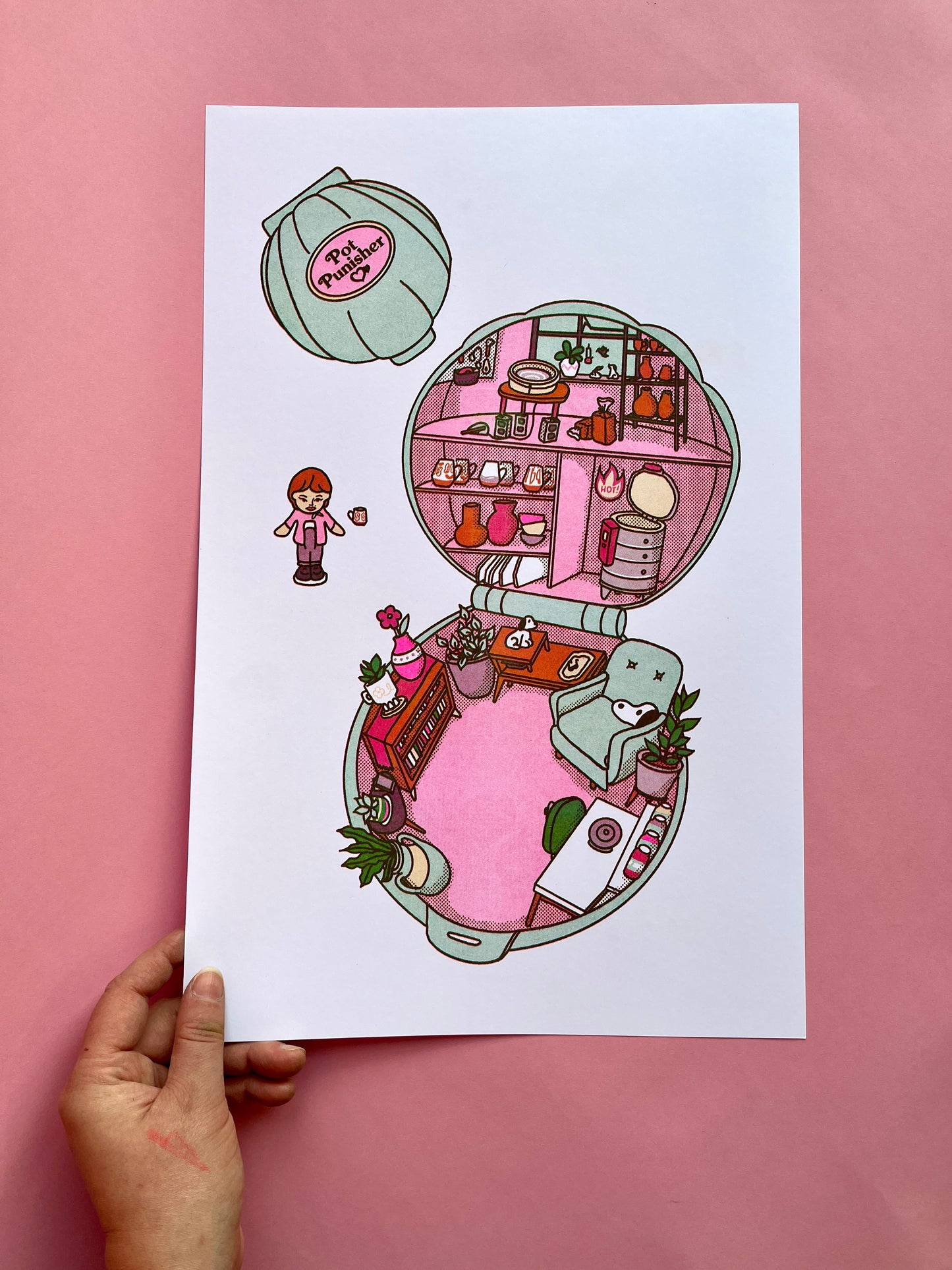 Pot Punisher Polly Pocket Risograph Print
