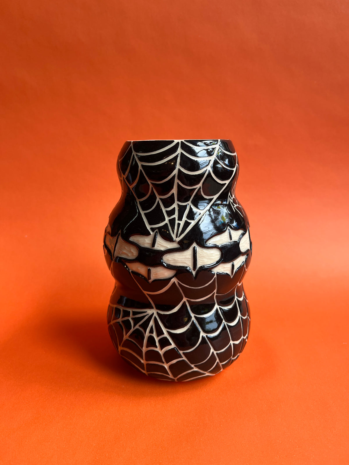 Halloween Update: Carved Spiderweb and Chain Vase