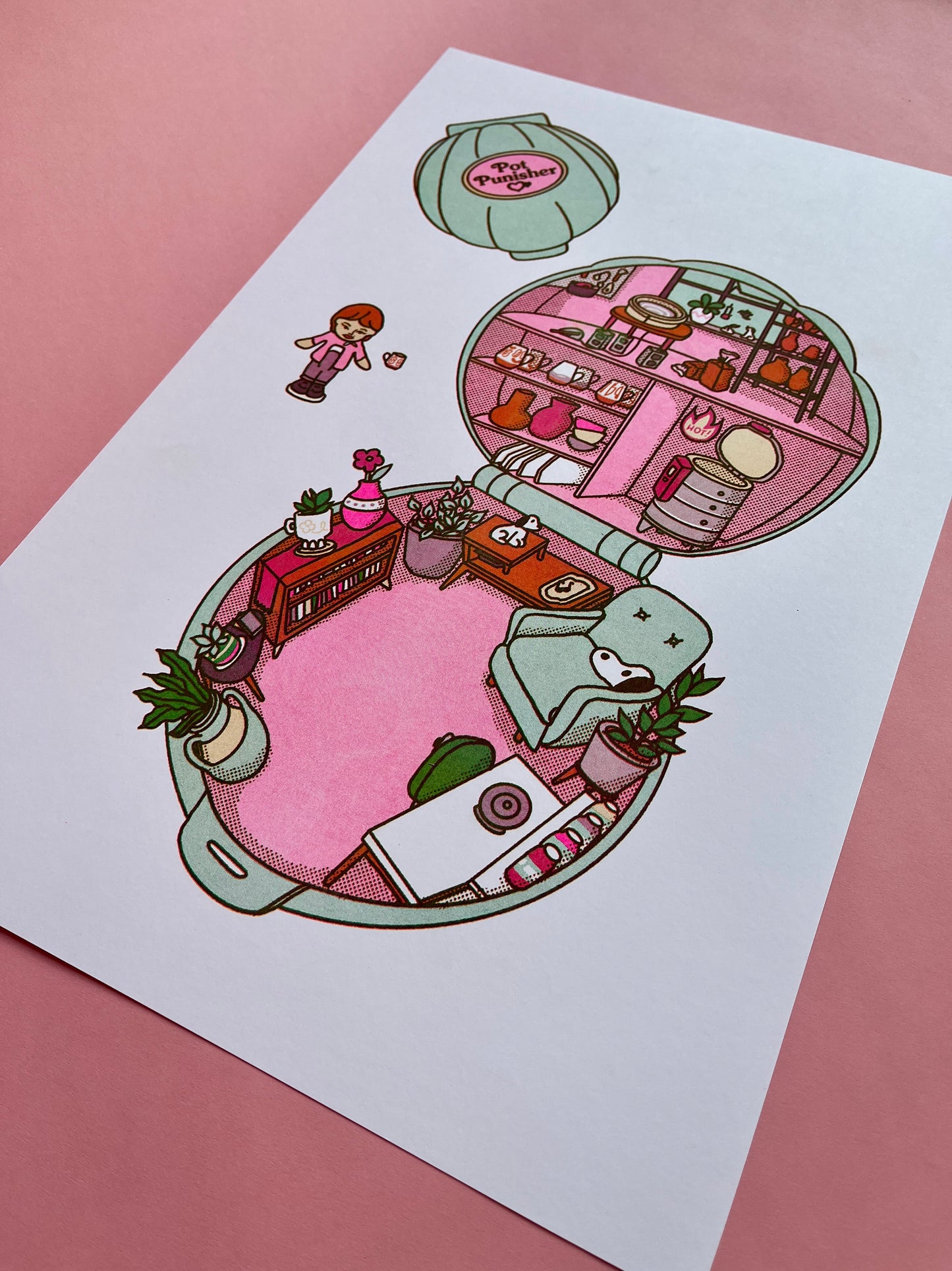 Pot Punisher Polly Pocket Risograph Print