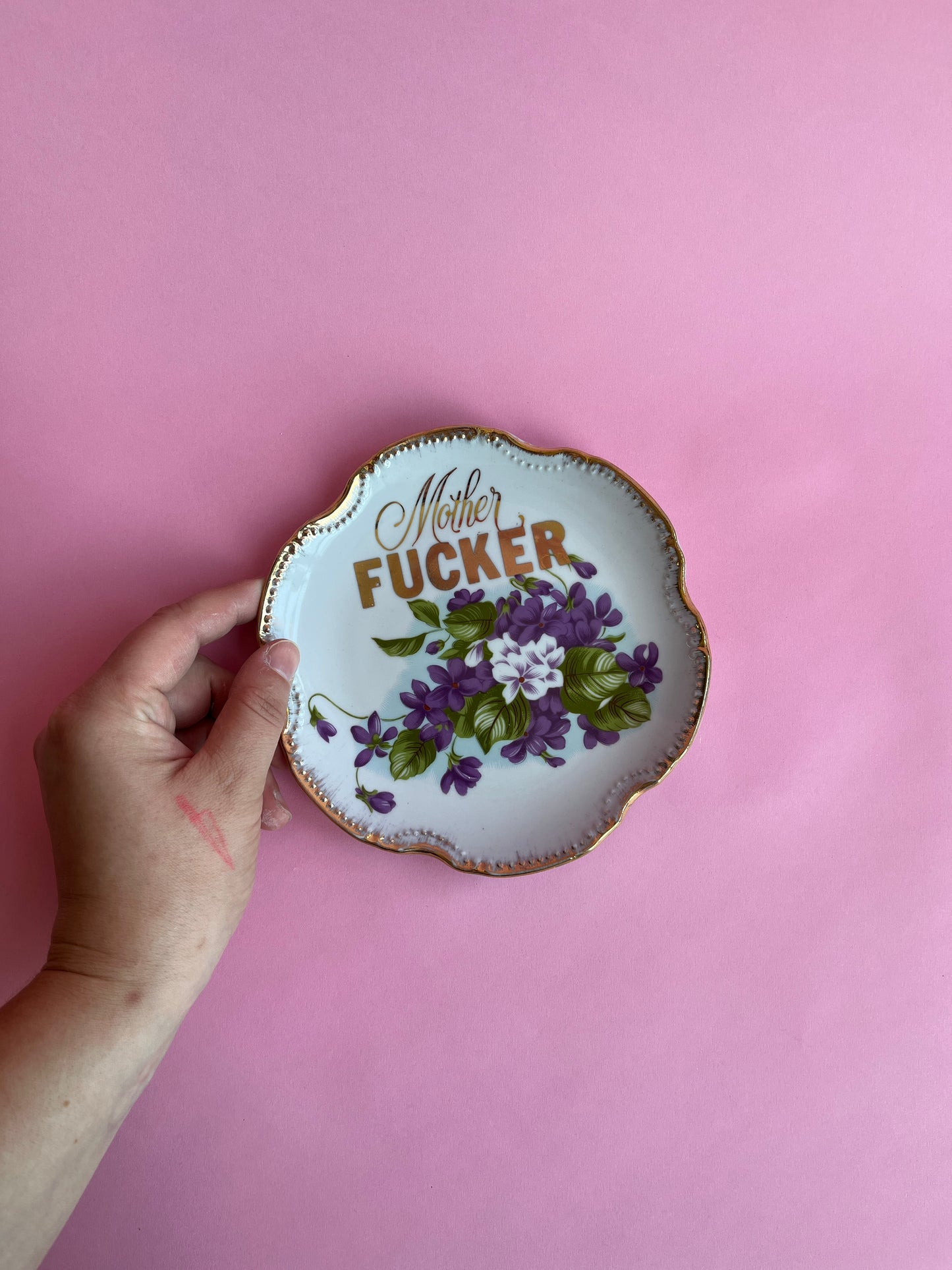 Thrifted Gold: "Motherfucker" decorative plate
