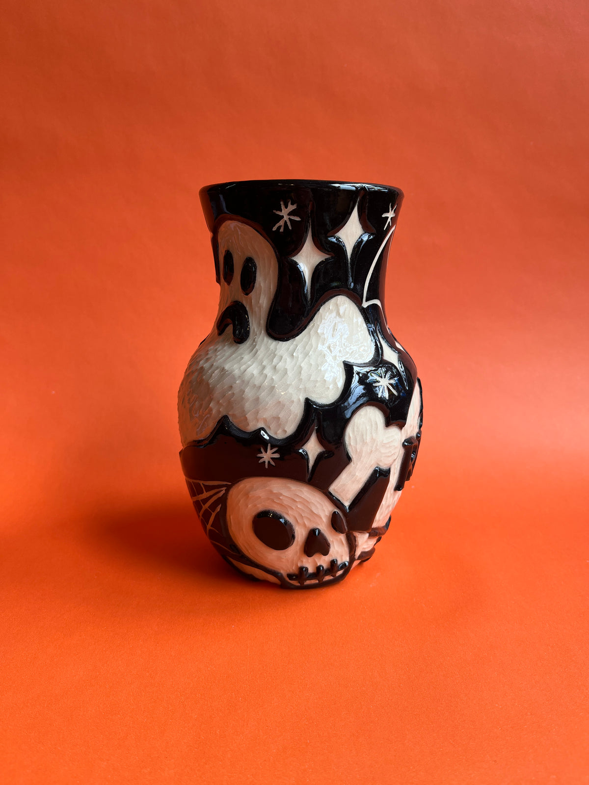 Halloween Update: Carved Ghost and Tombstone Vase