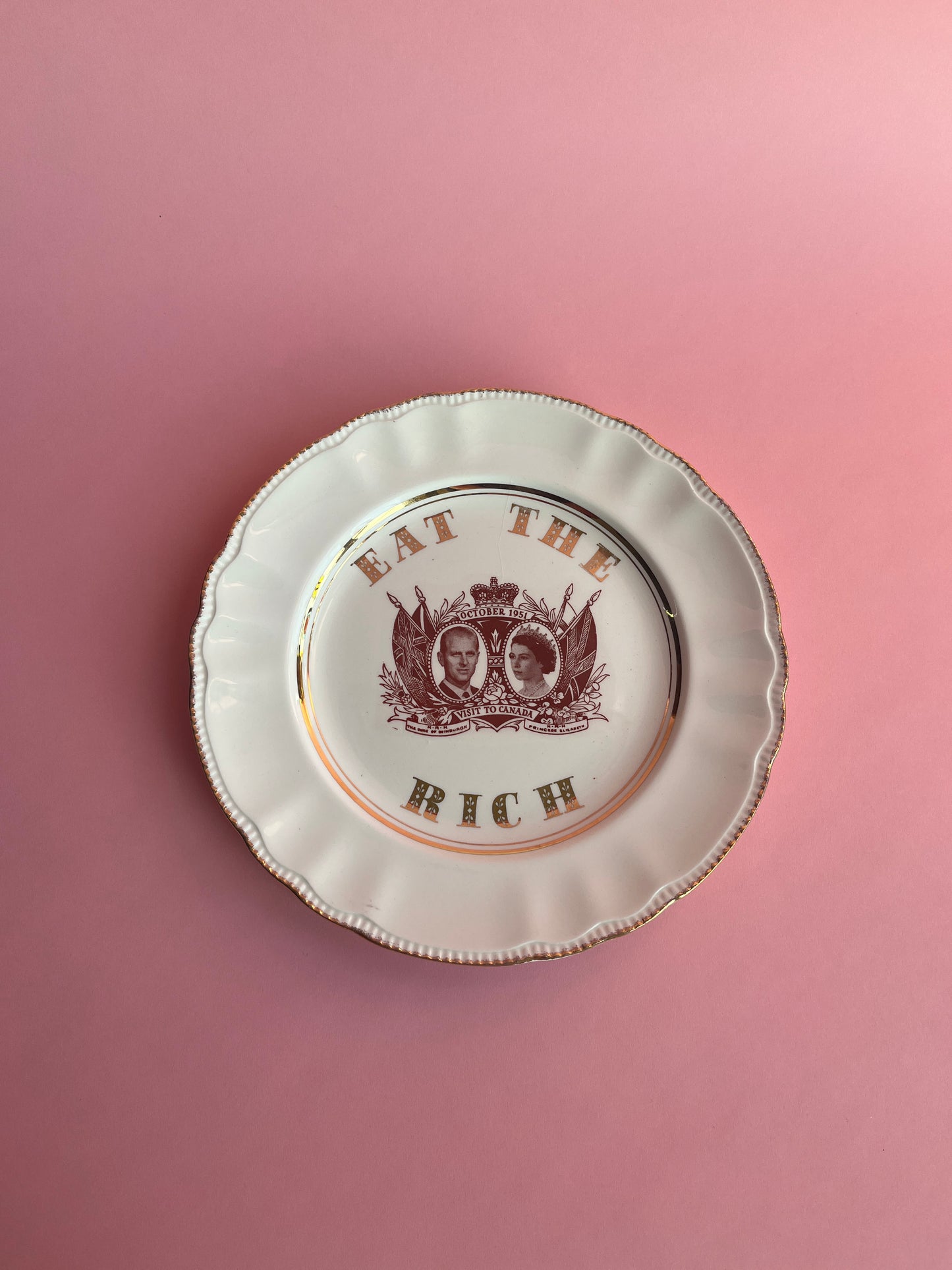 Thrifted Gold: Eat the Rich commemorative plate