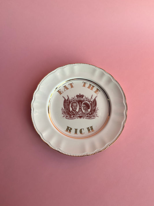 Thrifted Gold: Eat the Rich commemorative plate