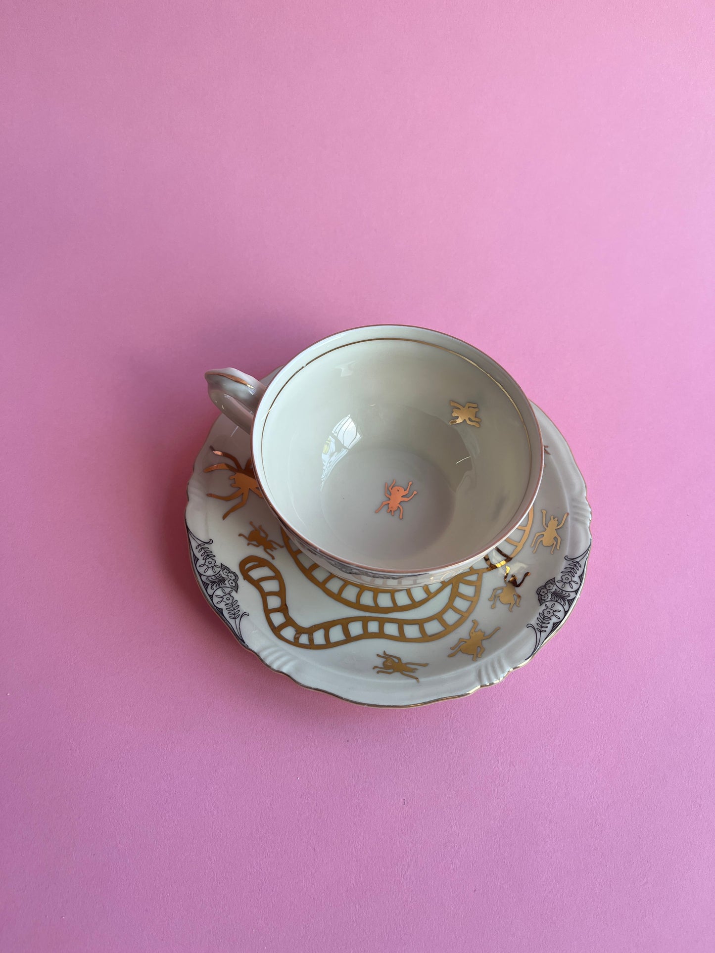 Thrifted Gold: Golden Bugs Teacup And Saucer