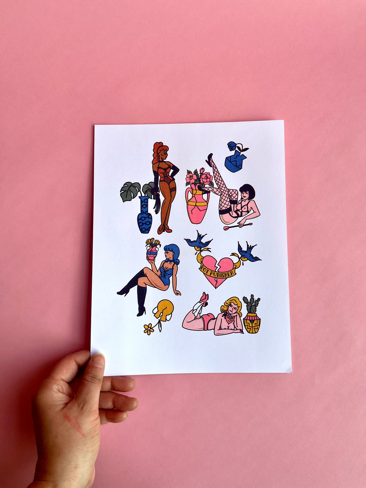 Pot Punisher Pinups Risograph Print