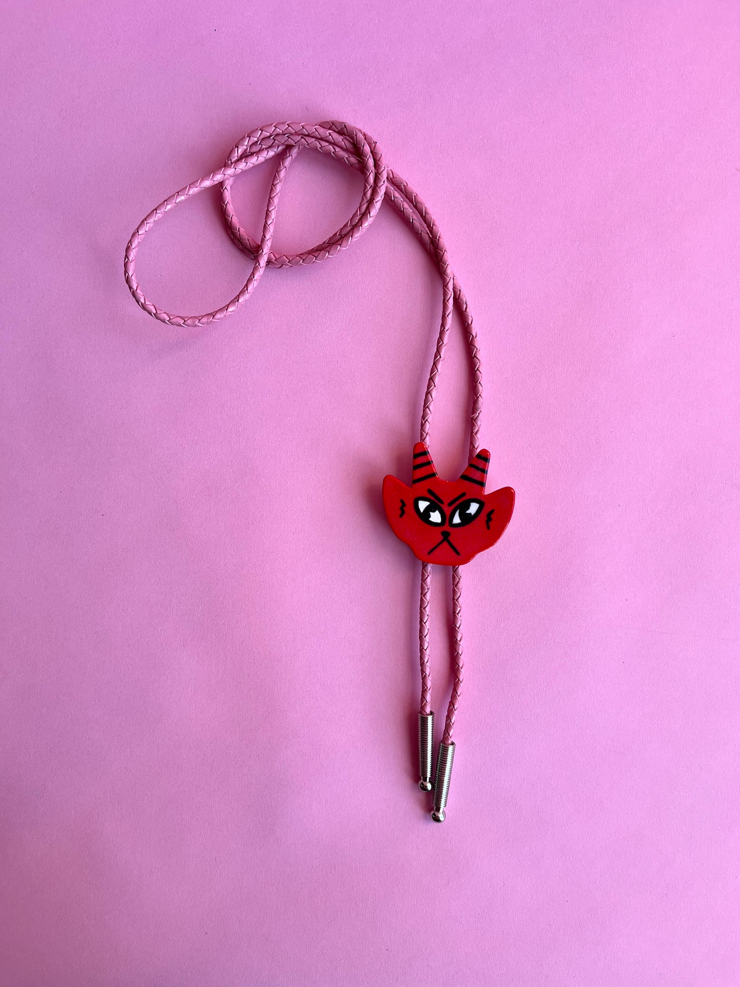 Halloween Update: Red Devil Bolo (Kitty Face, Pink Cord)