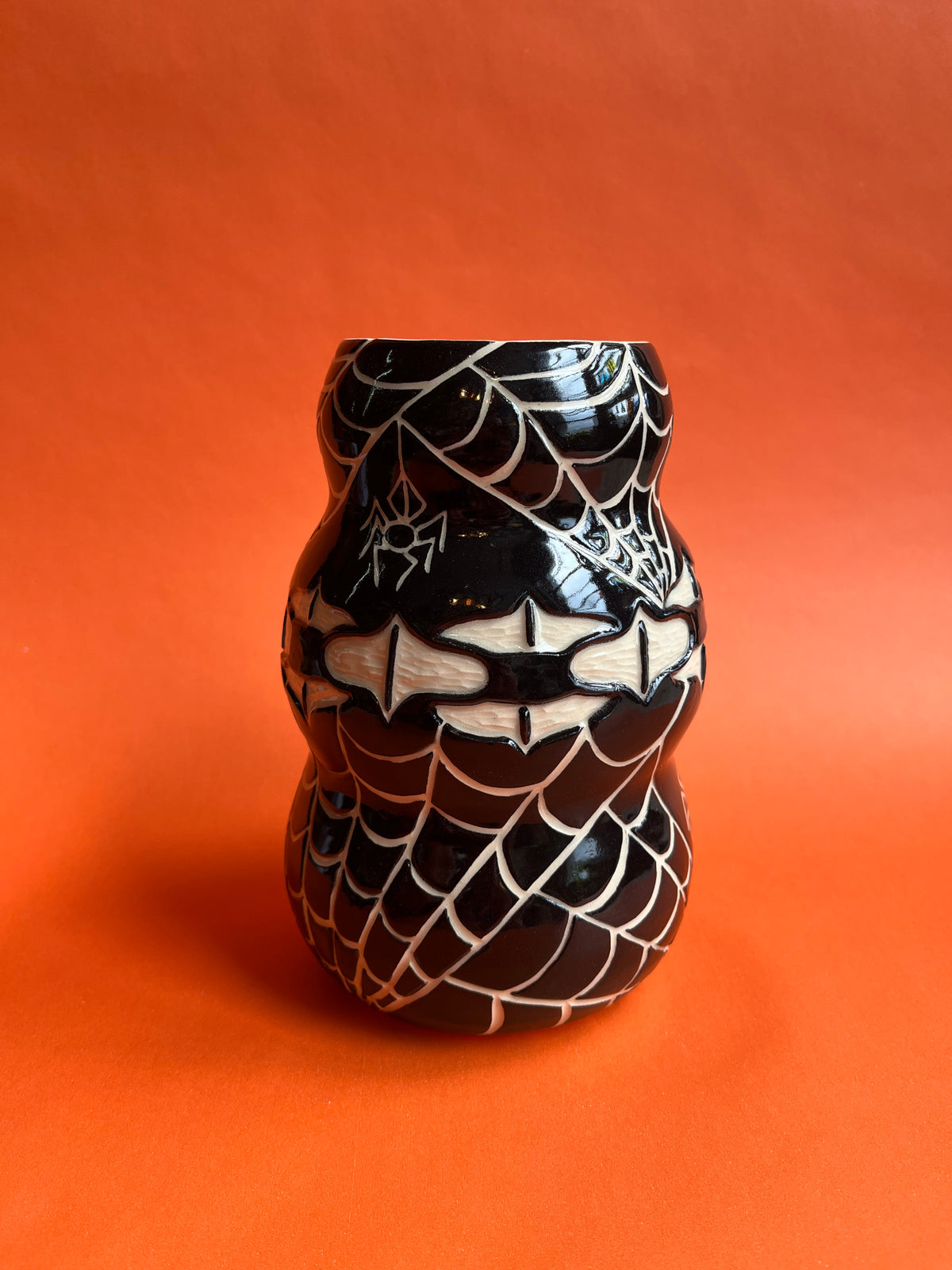 Halloween Update: Carved Spiderweb and Chain Vase