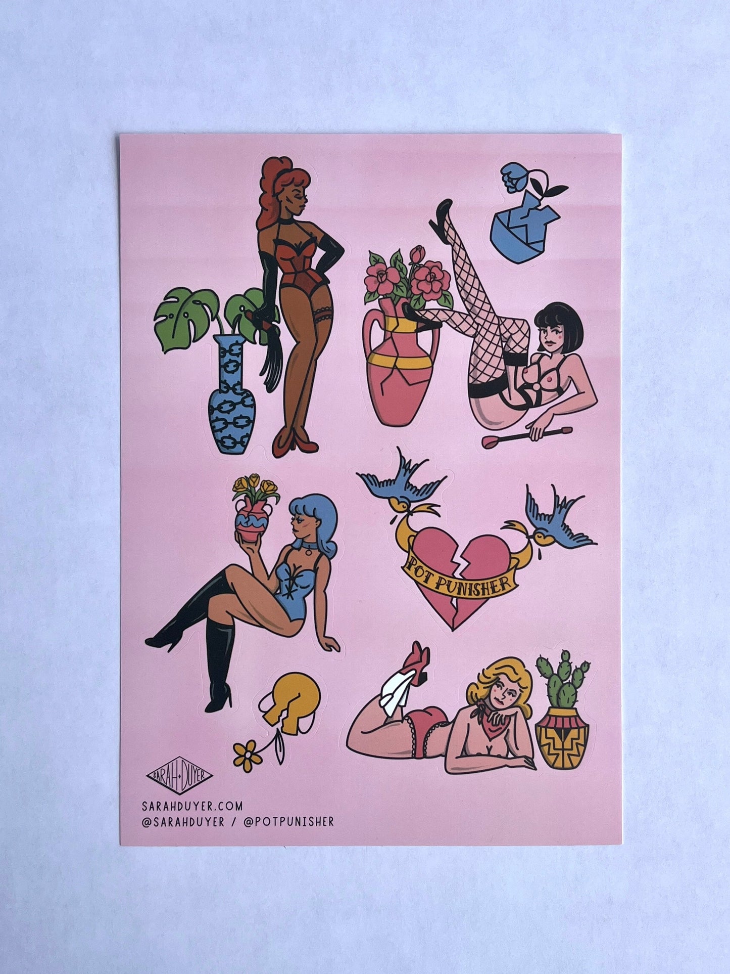 Pot Punisher Pin-Up Sticker Sheet