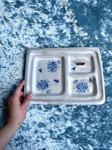 Blue Rose Ceramic Rolling Tray