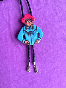 Cowgirl Bolo, Blue fringe/Red hat