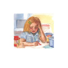 Load image into Gallery viewer, IRL NFT: Sad Girl Coloring original watercolor
