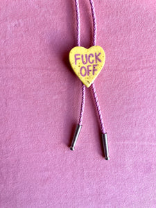 Candy Heart Bolo: Fuck Off Yellow