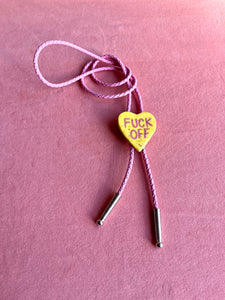 Candy Heart Bolo: Fuck Off Yellow